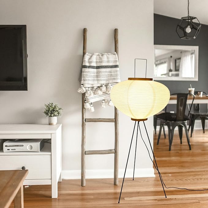 Paper Floor Lamp, Noguchi Rice Paper Lamp for Wabi Sabi Decor, Akari Paper Floor Lamp for Bedroom/Living Room