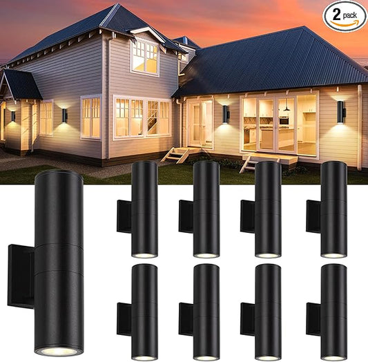 15inch LED Square Up & Down wall Lights ,14W Outdoor Wall Light 4000K Day white Aluminum Body Waterproof IP65 LED Exterior Light Fixtures Wall Mount for House Patio Garage garden. (14inch-8Pack)