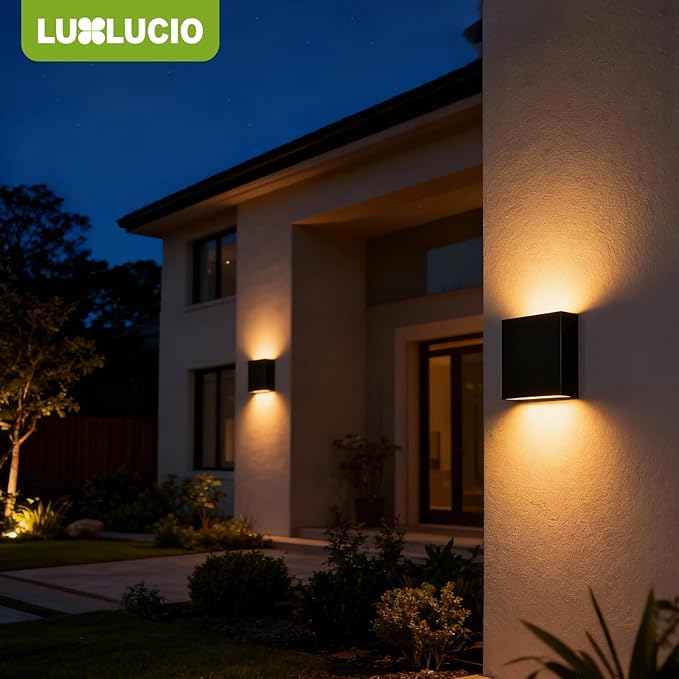 Indoor Outdoor Wall Light, 5%-100% Dimmable, 5 Color Temperature Selectable (2700K-5000K), Modern Wall Sconce for Living Room Porch, IP65 Waterproof, 120V - 277V, CRI90+, ETL FCC Certified