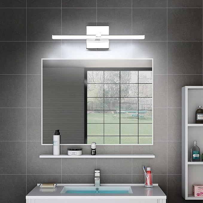 ZUZITO 18inch Bathroom Light Fixture Modern Chrome LED 14W Dimmable Vanity Lighting Fixtures Cool White Light 6000K