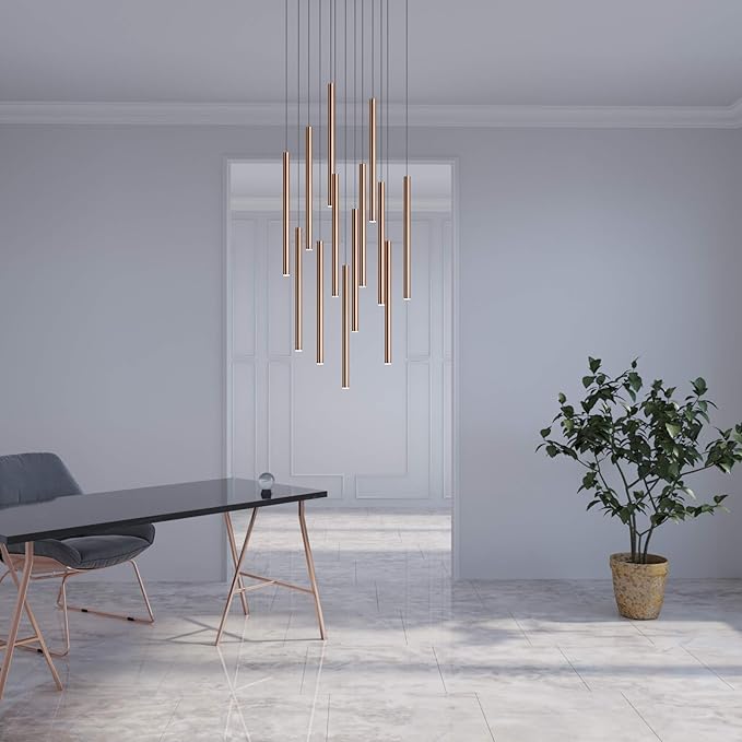 CANALIS 13 Mini Pendant Lighting Copper - LED Hanging Light Fixture for Kitchen Island, Bar, Foyer - Cluster Pendants - Dimmable, Adjustable Wire, Lamp Bulb Included