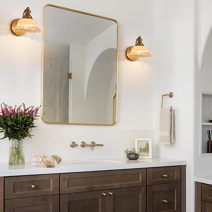 XIEDUN Vanity Light Brass Wall Sconces Vintage 1-Light Bathroom Sconces