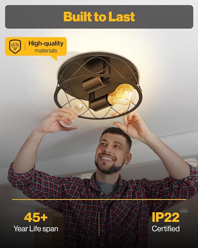 Sunco Entryway Light Fixture, Vintage Hallway Flush Mount Ceiling Light, Modern Farmhouse, 10 Inch Diameter, E26 Bulb Base, Up to 100W, IP22 ETL 2 Pack