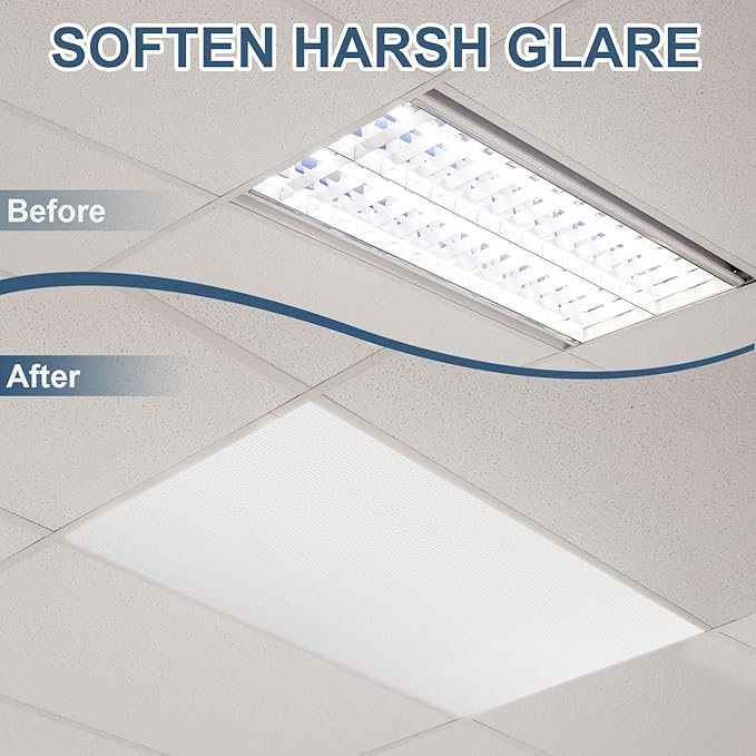 Pushglossy 6 Pack 23.75" x 47.75" x 0.2" Fluorescent Light Covers Polycarbonate Diffuser Panels Replacement for 2x4ft Drop Ceiling Light Fixture for Classroom Office Commercial Use (Milky White)