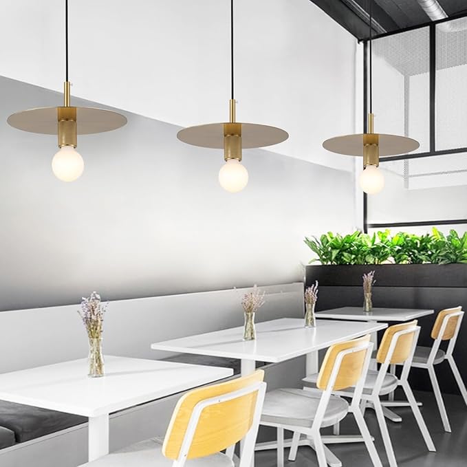 BYOLIIMA Modern Pendant Lighting Gold Farmhouse Pendant Light 11.81" Brushed Brass Dome Industrial Mid Century Knurled Texture Hanging Lamp Ceiling Light Fixture Kitchen Island Dinning Room Bedroom