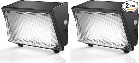 HYPERLITE LED Wall Pack 120W: 18000lm Glass Lens Dusk to Dawn Outdoor Lighting - Outdoor Security Flood Lighting for Yard Patio UL Listed (Pack of 2)