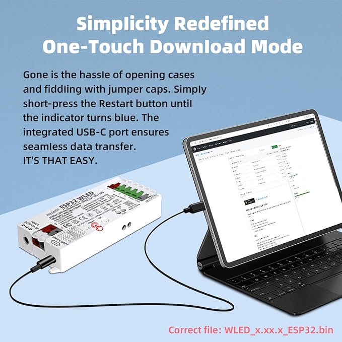 ESP32 WLED Controller with 16A Fuse for 5V-24V LED Strip Dynamic RGB IC DIY Port 4 Channel WiFi Controller App Control Easy Wiring FCOB Addressable Strip Light (DOM-WLE-18P with Mic/UART)