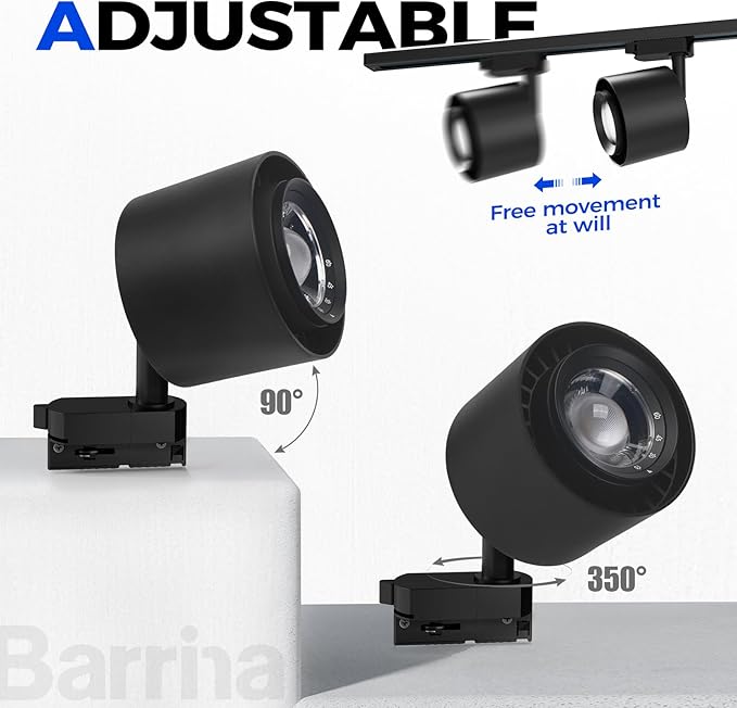 Barrina TR40c Track Grow Light System for Indoor Plants, 3 x 40W Heads, 5000K Full Spectrum Ceiling Grow Spotlight with 15°-60° Adjustable Beam Angle for Greenhouse with Timer, Black H-Type Rail