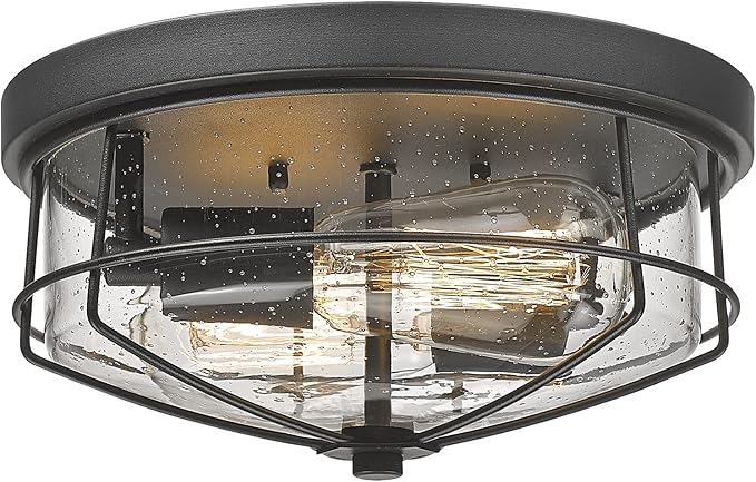 Darkaway Ceiling Light Fixtures Flush Mount Light Fixtures with Seeded Shade, Indoor Outdoor Ceiling Light for Hallway Entryway Bedroom Porch Kitchen Stairways 2-Light E26