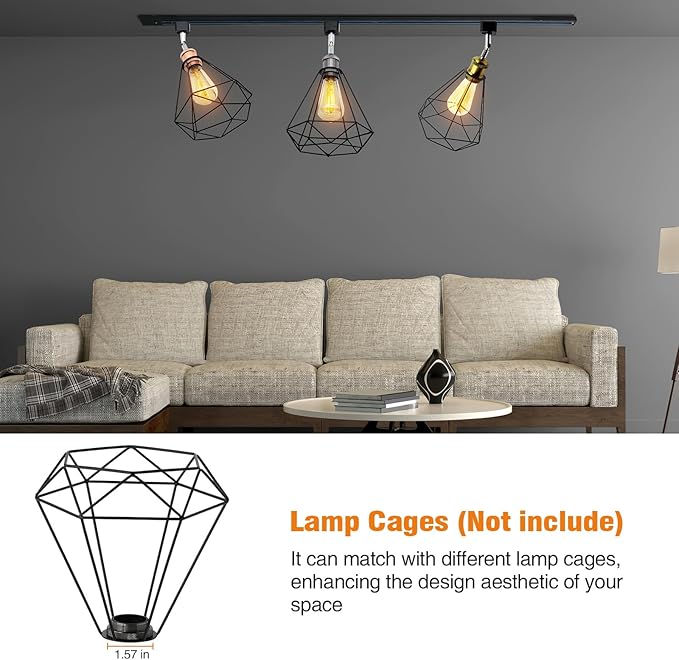 H Type Track Lighting Heads E26 Track Light Heads Modern Pendant Track Lighting Fixtures Ceiling with Glass Lamp Shade for Kitchen, H Track Lighting Rail System Compatible, 4 Pack (No Bulbs)