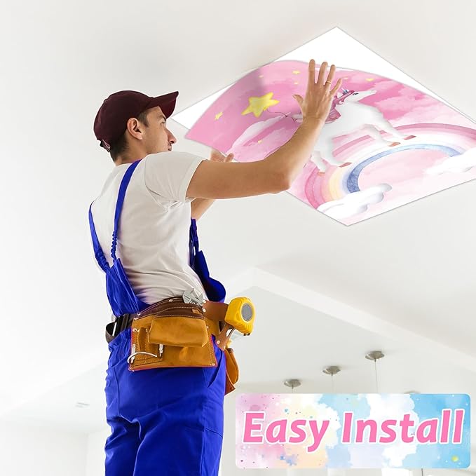 8PCS Colorful Unicorn Fluorescent Light Covers for Classroom Ceiling Light 4x2ft Back to School Magnetic Lights Covers Filter Easy Install for School Office Hospitals Ceiling Supplies (Unicorn)