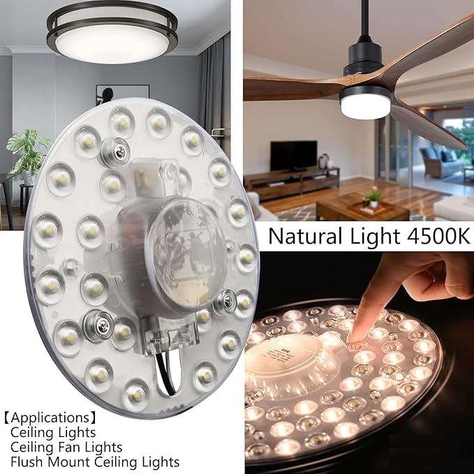 15W LED Light Kit Replacement for Flush Mount Ceiling Fan Light,LED Engine Retrofit Board Panel,4500K