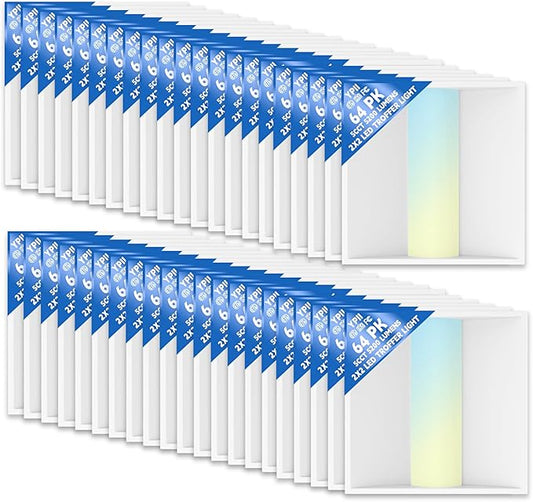 2x2 FT LED Center Basket Troffer Light, 3CCT Color Tunable 3500K/4000K/5000K, Watt Adjustable 30/35/40W, 0-10V Dimmable Drop Ceiling Lights, 120-277V-ETL&DLC Qualified-64Pack