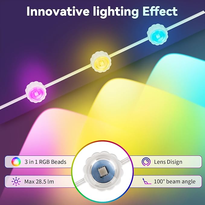 BEFAMALI 104FT Permanent Outdoor Lights, RGB Smart Outdoor Lights for House, IP67 Waterproof Outside Light, APP & Remote & Voice Control, 76 Scene Modes Music Sync for Backyard & Party Decor