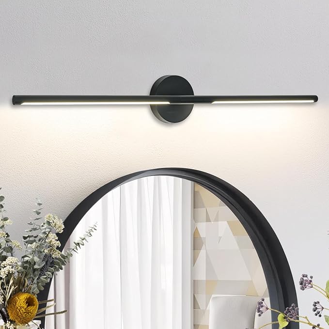 Matte Black Bathroom Light Fixtures Over Mirror 43 Inch, 33W 360° Rotatable Dimmable 4000K Led Vanity Light Bar, Modern Bathroom Vanity Lights Above Mirror
