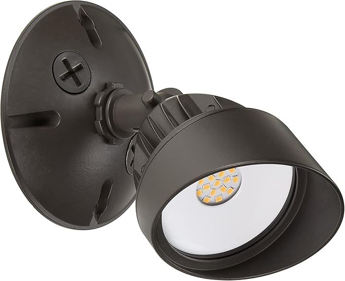 Maxxima LED Outdoor Flood Wall Light, Exterior Security Light w/Adjustable Head, 800 Lumens, 3000K Warm White, Brown (2 Pack)