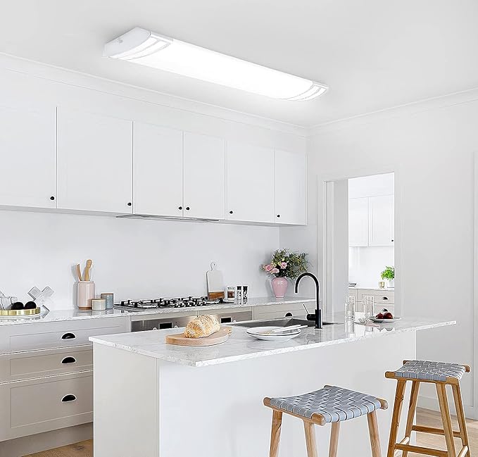 FAITHSAIL 4FT LED Flush Mount Kitchen Light Fixtures 50W 5600lm, 1-10V Dimmable, 4000K, 4 Foot LED Kitchen Lighting Fixtures Ceiling for Craft Room, Laundry, Fluorescent Replacement, 2 Pack