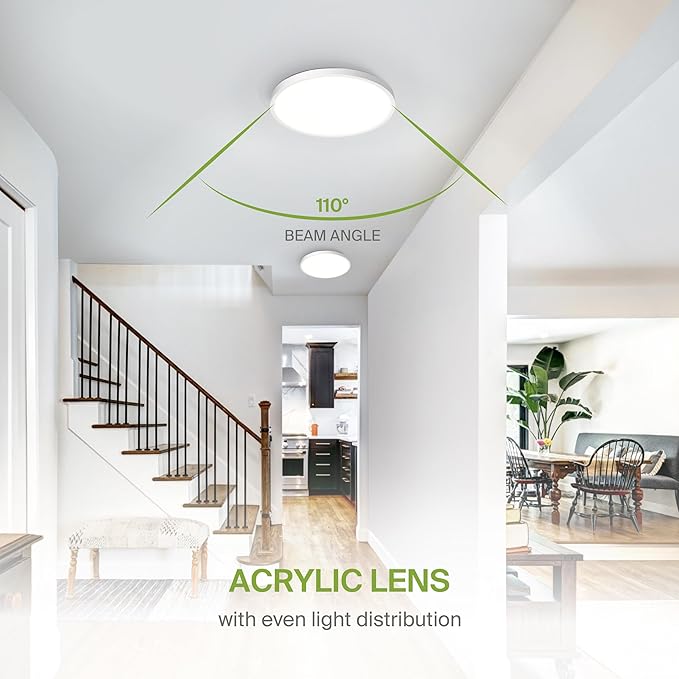 ASD LED 12" Round Flush Mount Ceiling Light Fixture, Low Profile Surface Lighting | 5CCT, Dimmable, Ultra-Thin, ETL Listed | 24W 1900LM 2700-6000K 120V | Kitchen, Bedroom, Hallway Lamp | White