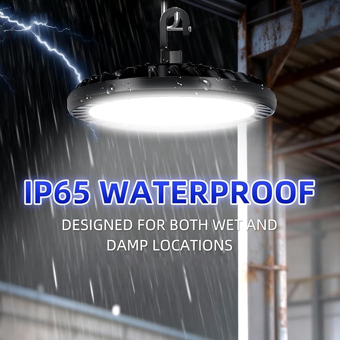 hykolity 2 Pack LED High Bay Light 200W, 5000K UFO LED High Bay Light Fixture with US Plug [600W MH/HPS Equiv.] 100-277V, 26,000lm, IP65 Commercial Warehouse Area Light for Wet Location