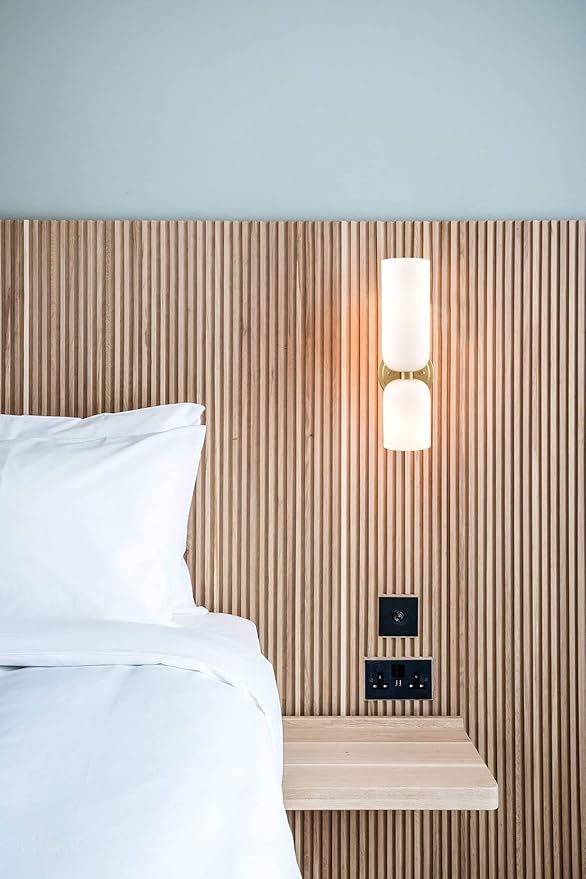 DEYNITE Gold Wall Sconces Set of Two 2-Light Modern Wall Light 3.93"(W)*14.2"(H) Bathroom Vanity Light Milky White Glass