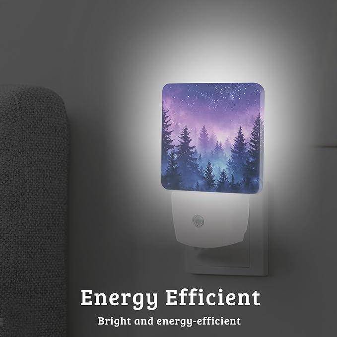 Mystical Forest Night Light,Starry Sky Nightlight Lamp with Dusk to Dawn Sensor for Home Indoor Stairway Kitchen Corridor, Decorative Night Lights Plug Into Wall for Boys Girls Women Men Room Gifts
