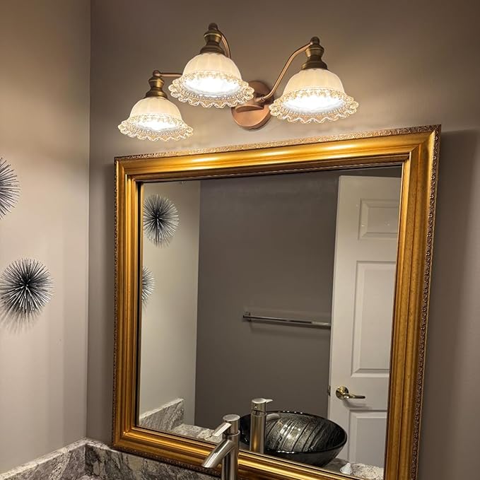 XIEDUN Brass 3 Light Vanity Light Vintage Bathroom Vanity Light Fixture