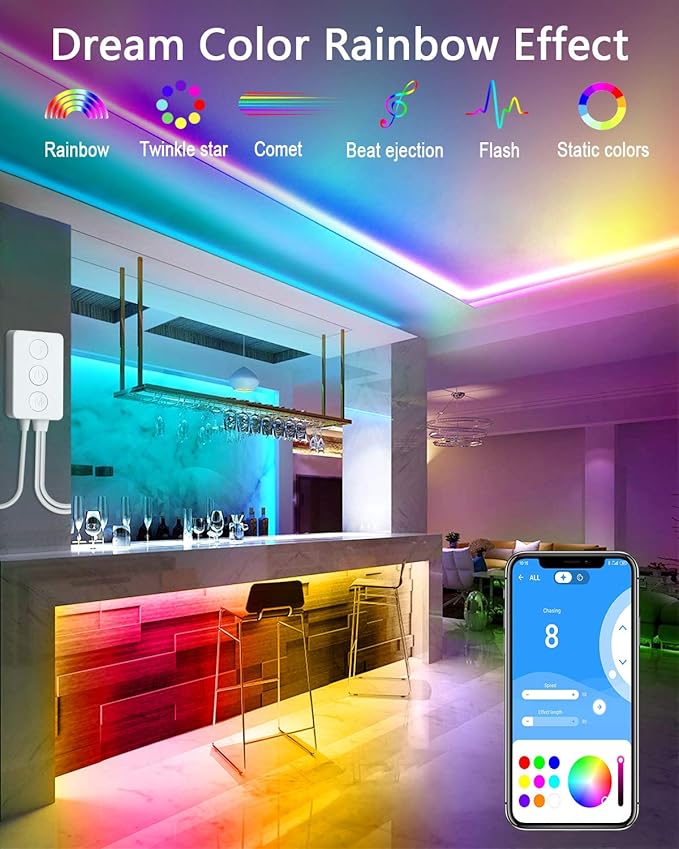ALITOVE WS2812B Controller Bluetooth Music Sync WS2811 Addressable RGB LED Controller with RF Remote Dual Signal Output DC 5V~24V for SK6812 WS2812 SM16703 1903 3Pin Dream Color LED Pixel Strip Lights