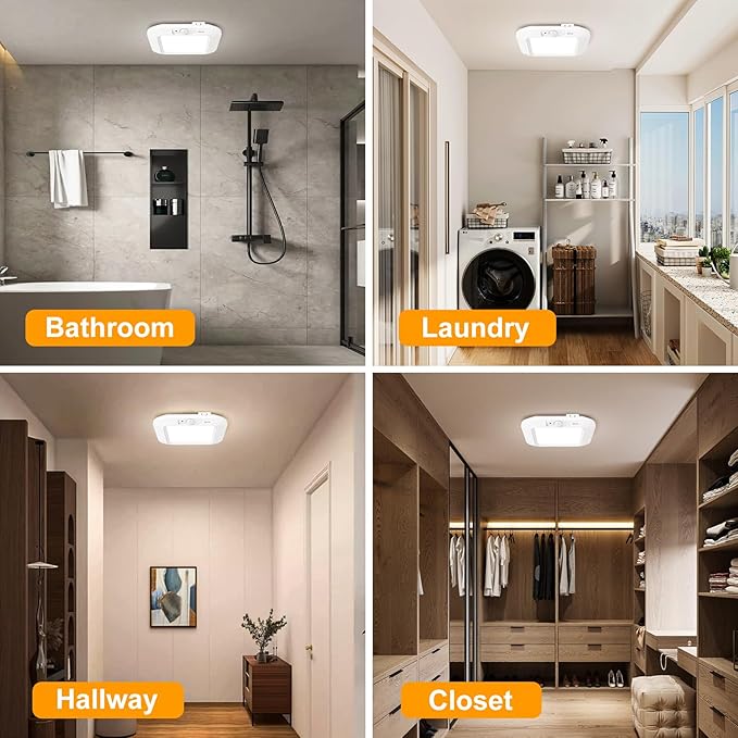 Battery Operated Ceiling Light, Motion Sensor Light Indoor, Motion Activated for Bathroom Stair Hallway Shed Laundry Daylight Auto On/Off