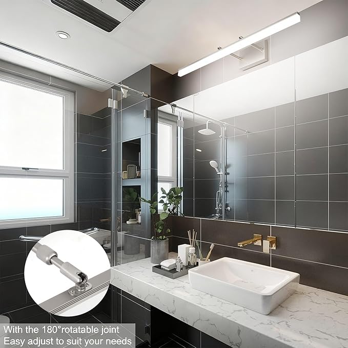 Aipsun 31.5 inch Modern Brushed Nickel Vanity Light Adjustable Bathroom Light Fixtures Over Mirror Rotatable Vanity Lighting 5500K