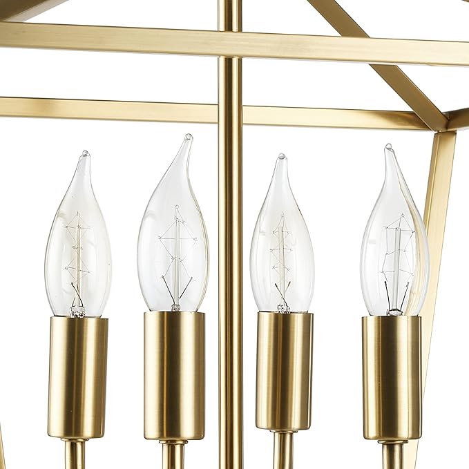 GLOBE Electric 61183 Sheldon 4-Light Semi-Flush Mount Ceiling Light, Brass, Flame Tip Vintage Edison Incandescent Bulbs Included