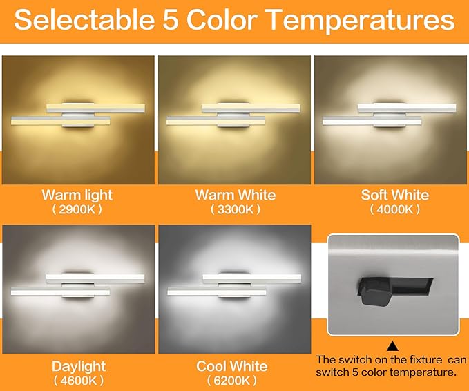 PRESDE 24 Inch LED Vanity Light Brushed Nickel Bathroom Light Fixtures Over Mirror Modern Bath Lighting Bar 5CCT