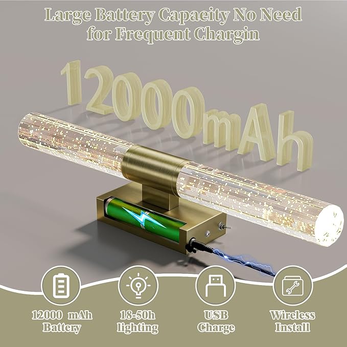 camuucci Battery Operated Wall Sconces Set of 2 Rechargeable Battery Powered Wall Light with 12000mAh Not Hardwired Dimmable Wall Lamp Fixtures for Bedroom Living Room Brown 20.9 Inches