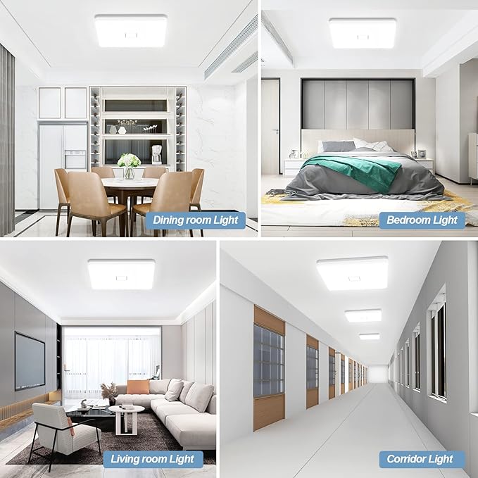 Airand LED Flush Mount Ceiling Light, 2PACK 24W 2050LM Square Ceiling Lights 5000K Daylight 12.6in LED Light Fixture IP44 Waterproof Ceiling Lights for Bedroom Kitchen Hallway Balcony Living Room