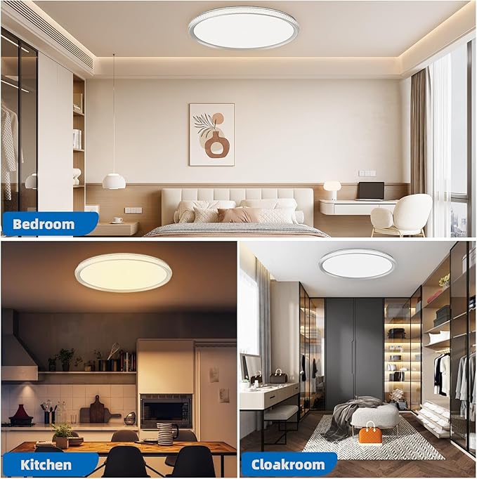 LED Ceiling Light 15-Inch Dimmable Flush Mount with 5CCT Adjustable Color Temperature (2700K-5000K), 35W 4000LM, Ceiling Light Fixture for Bedroom, Kitchen, Living Room, Office, and Hallway.
