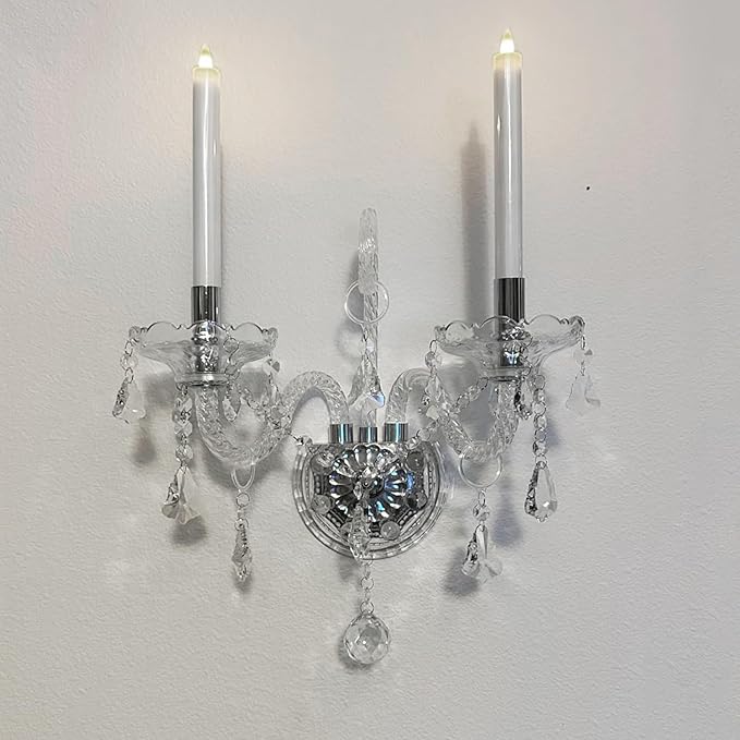 Vintage Crystal Wall Sconce Lighting Crystal Wall Light Elegant 2 Lights European Style Decorative Luxury Sconces Wall Lamp for Bathroom Bedroom Bedside Entryway Sconce Light