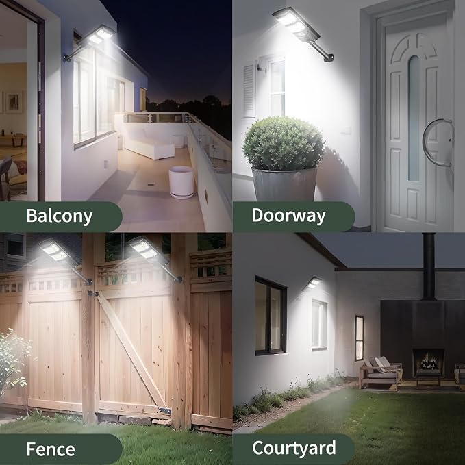 Solar Street Lights Outdoor Waterproof: 2 Pack LED Solar Dusk to Dawn Flood Light Outside 10000 Lumen Solar Powered Security Exterior Wall Mount Lamp Motion Sensor Remote Control for Yard Parking
