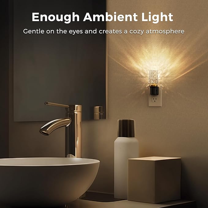 L LOHAS LED Night Light,Plug in Night Light with Light Sensor,0-100LM Brightness Adjustable,3000K Soft White,Acrylic Decorative Nightlight for Bathroom Bedroom Hallway