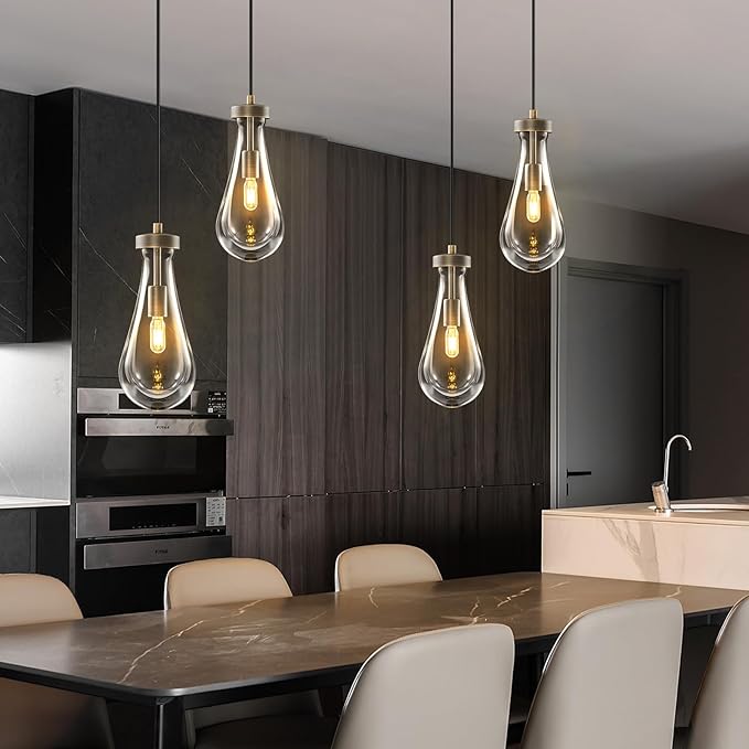 Raindrop Pendant Lights Kitchen Island: Vintage Copper Teardrop Hanging Light - 2 Head Crystal Pendants Light over Dining Table - Durable Raindrop Lighting Fixture for Bedroom Hallway Bulb Included