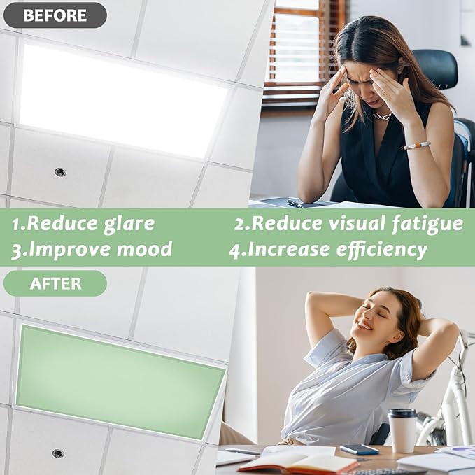 QOUBAI 6PCS Fluorescent Light Covers, 4x2 Feet Magnetic Light Cover Fluorescent Lights Shade Panel Positive Inspirational Ceiling Lights Filters for Office Classroom Home Drop Ceiling Pastel