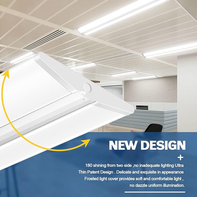 AntLux 72W 4FT LED Wraparound Office Light, Ultra Slim LED Garage Shop Lights Flush Mount, 8000 Lumens, 5000K, No Glare, 4 Foot Wrap Puff Ceiling Lighting Fixture, Fluorescent Tube Replacement, 4 Pack