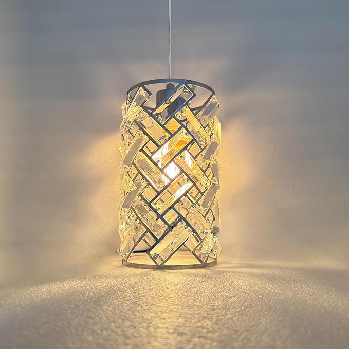 CATINER Modern Chrome Pendant Lighting, Mini Crystal Chandelier, Adjustable Pendant Light Fixture for Kitchen Island, Dining Room, Bedroom