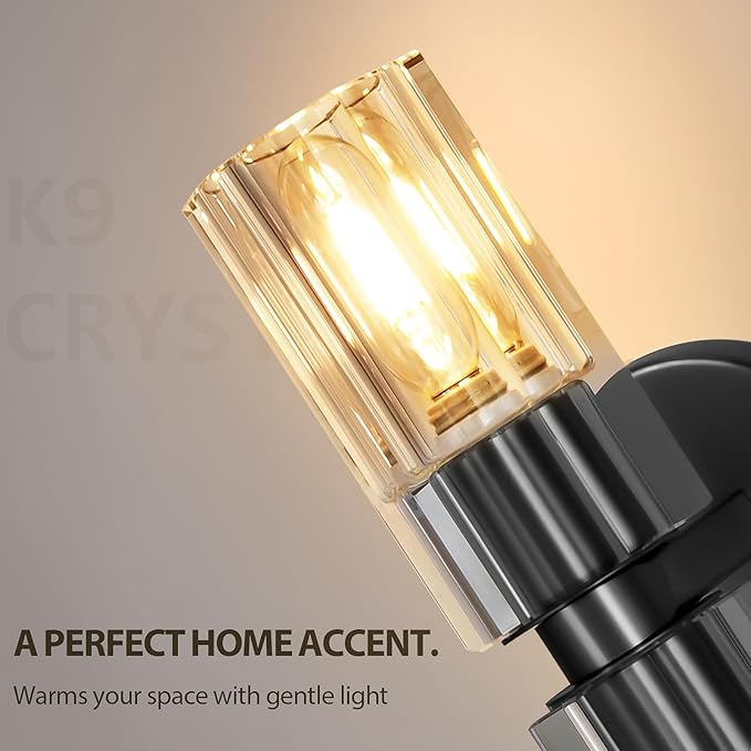 Crystal Wall Sconces Set of Two, 13'' Modern Brass Sconces Lighting with K9 Crystal Lampshade, Indoor Large Brass Wall Light Fixtures for Living Room Bathroom Hallway Stairs Bedroom