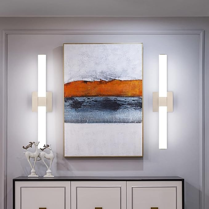 ZUZITO Brushed Nickel Bathroom Light Fixture - Modern LED Vanity Light Bar - 40 inch Bathroom Lighting Fixtures Over Mirror Cool Whtie 6000K