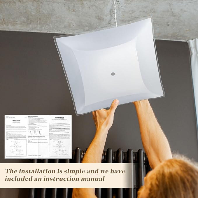 2 Pack Semi-Flush Mount 12 Inch Square Ceiling Fixture Light Cover Ceiling Lamp Shade Light Bulb Cover White for Laundry Room Bedroom Kitchen Living Room Closet