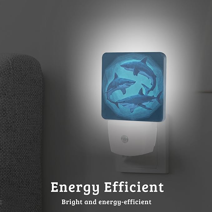 Shark Night Light,Plug Into Wall with Dusk to Dawn Sensor Wall Lamp, LED Nightlights for Bedroom, Bathroom, Kitchen, Hallway, Room Decorative for Boys Girls Women Men Gifts