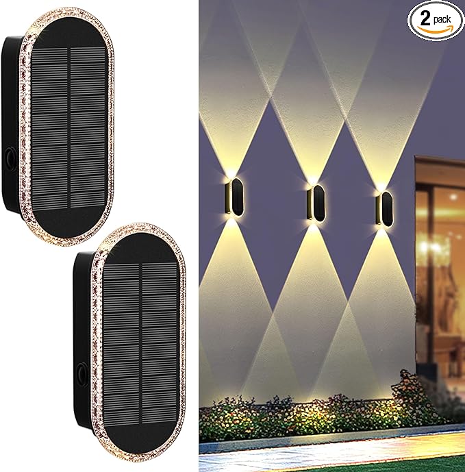 LIANGLOME 2PK Solar Fence Lights Outdoor - 3000/4000/6000K 3 Modes, IP65 Waterproof Fence Lights Solar Powered, Solar Wall Lights Outdoor for Backyard/Garden/Patio/Garage and Wall Decor