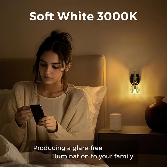 L LOHAS LED Night Lights Plug into Wall, 3000K Soft White LED, Flower Night Lights with Dusk to Dawn Sensor, 0-100lm Adjustable Brightness, for Hallway Bedroom Stairway
