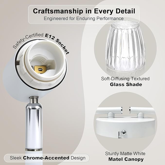 HiBay 4-Light Track Lighting White, Adjustable Modern Ceiling Light Fixture w/Glass Shades, Flush Mount Ceiling Wall Spotlight Indoor for Bathroom, Kitchen, Living Room, E12 Base, No Bulbs