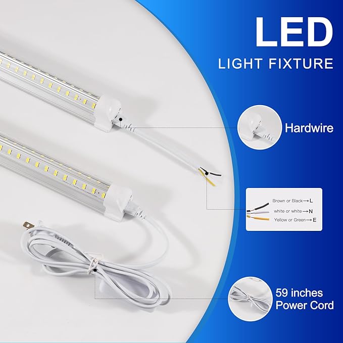 Led Shop Lights,4FT LED Light 50W 6500K 7000LM Led Daylight,Garage Light Linkable Clear Cover Integrated V-Shape for Garage Warehouse Workbench Workshop(10-Pack)
