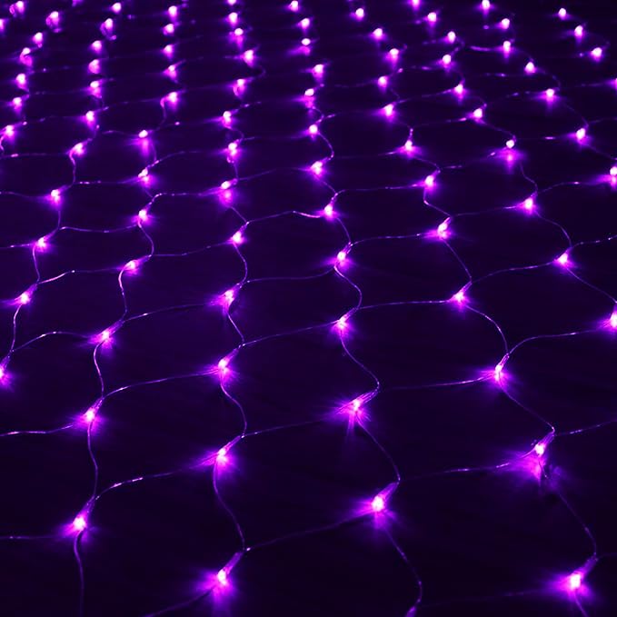 DAZZLE BRIGHT Halloween 360 LED Net Lights, 12FT x 5 FT Connectable String Lights with 8 Lighting Modes, Halloween Decorations for Party Carnival Supplies, Indoor Outdoor Yard Garden Decor (Purple)
